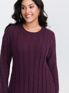 Crew Neck Cable Texture Sweater Dress