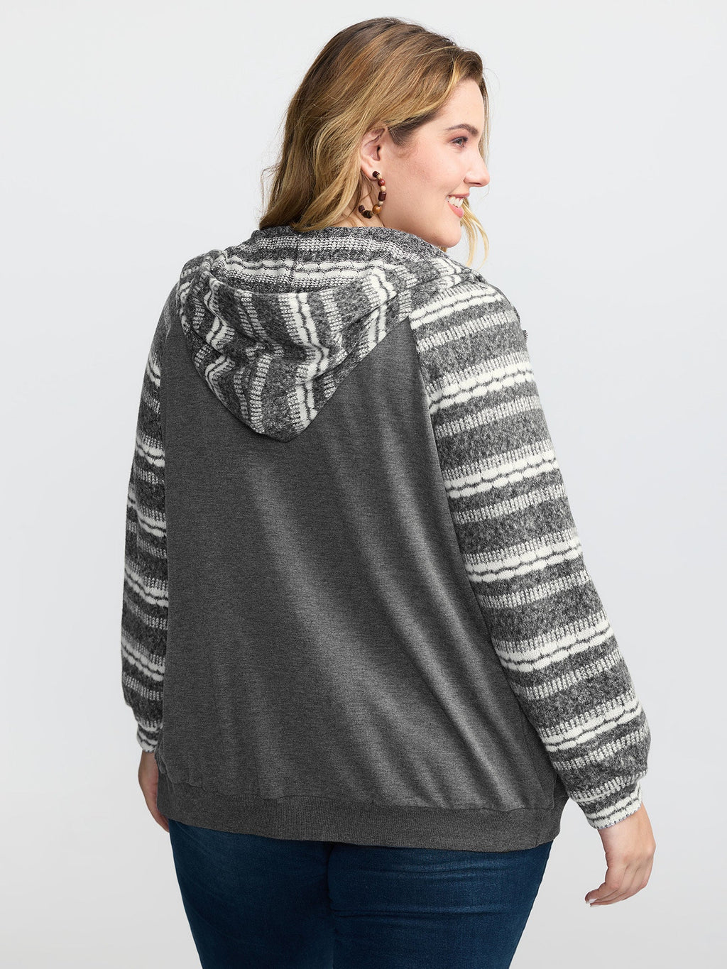 Supersoft Stripe Contrast Stretchy Hoodie Jacket