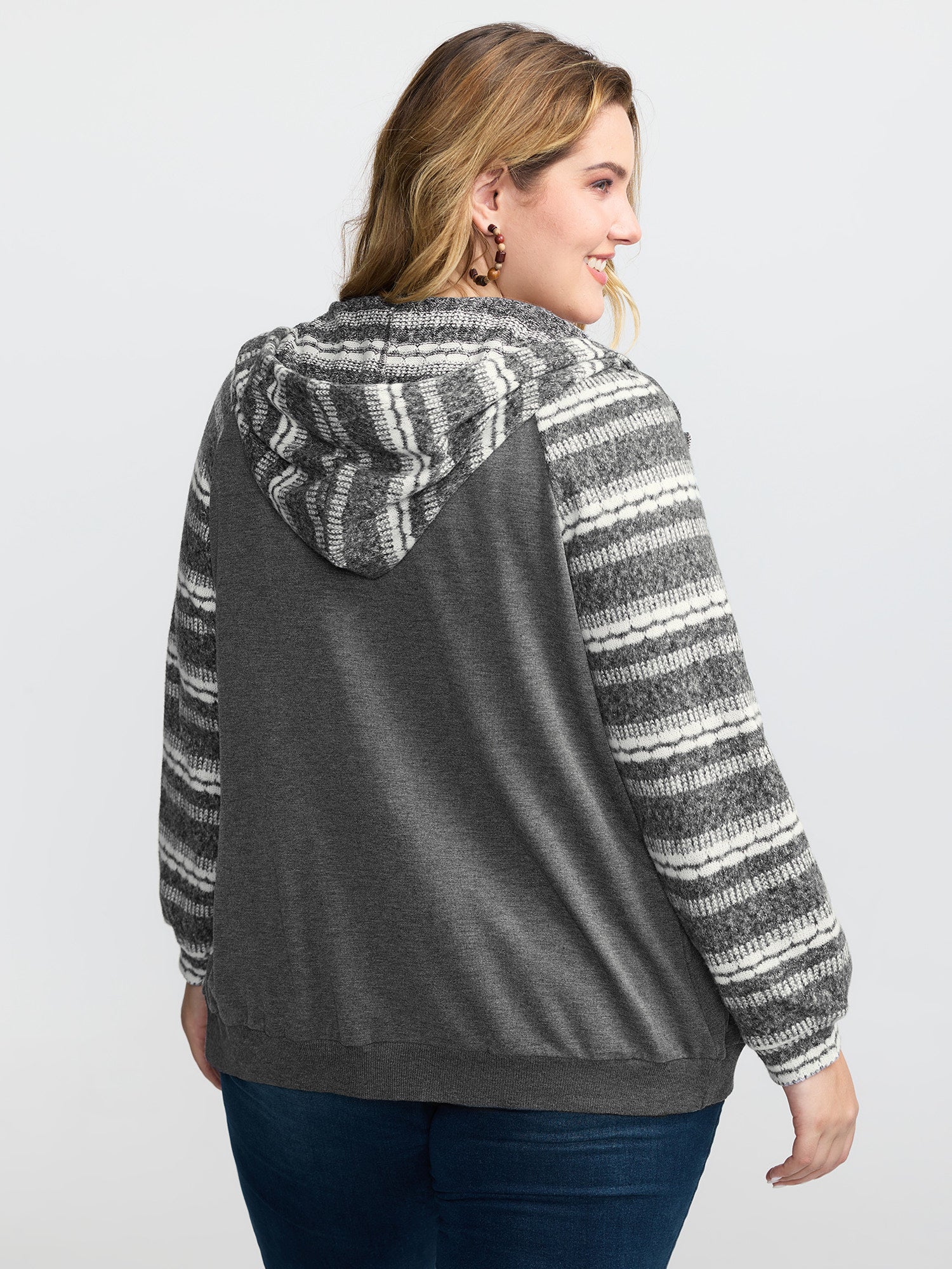 Supersoft Stripe Contrast Stretchy Hoodie Jacket