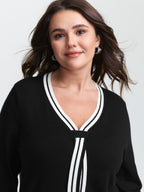 V-Neck Contrast Long Sleeve Pullover