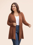 Plain Textured Kimono Collar Cardigan
