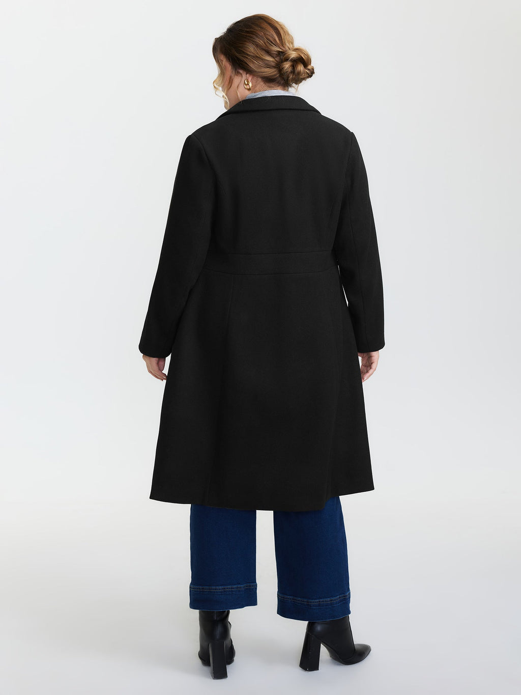 Notched Collar Cinched Waist Coat