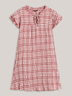 Sweet Plaid Pattern Pockets Midi Dress
