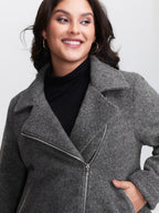 Textured Pockets Crossover Zipper Jacket