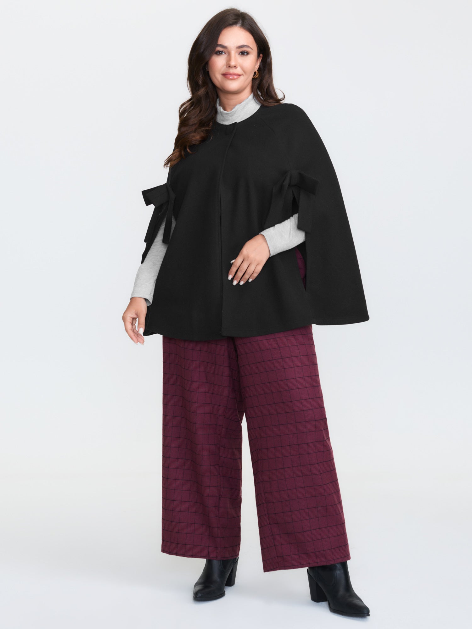 Bowknot Cape Style Split Coat