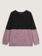 Colorblock Spliced Cross-Tie Sweatshirt
