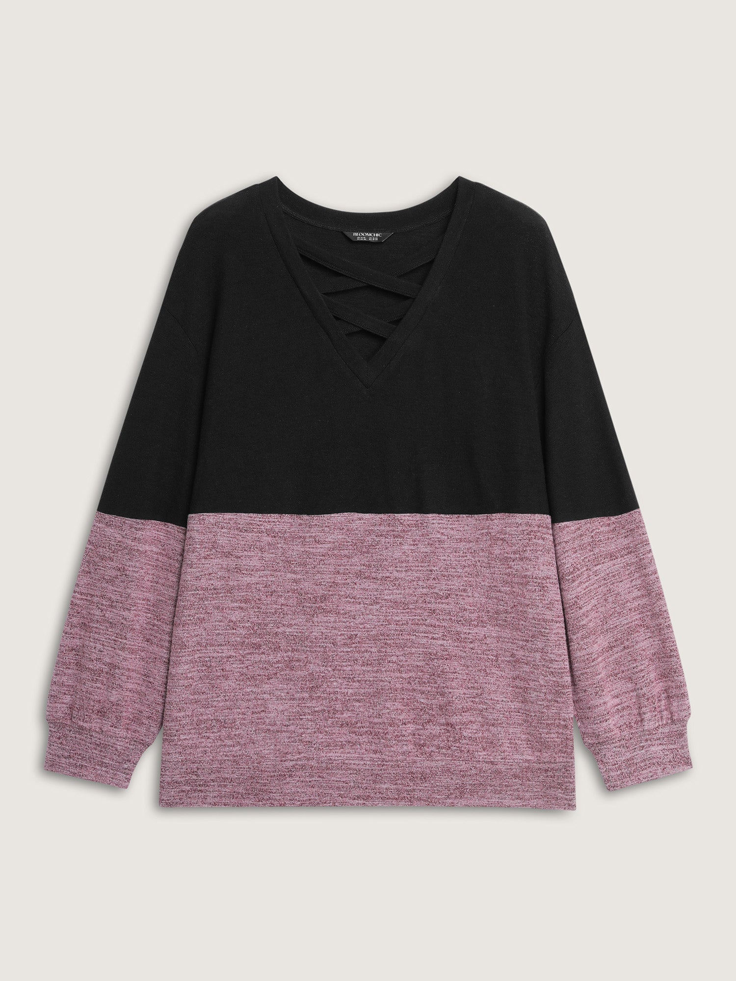 Colorblock Spliced Cross-Tie Sweatshirt