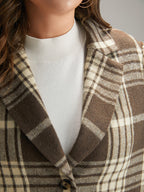 Plaid Patched Pocket Button Through Coat