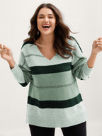 Striped Print Color Contrast Pullover