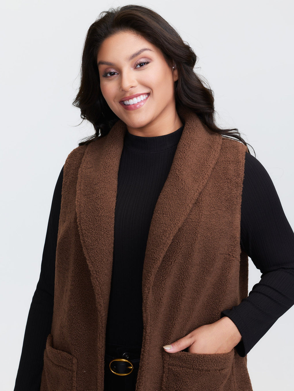 Teddy Fleece Lapel Sleeveless Vest