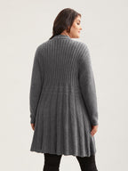 Plain Textured Kimono Collar Cardigan