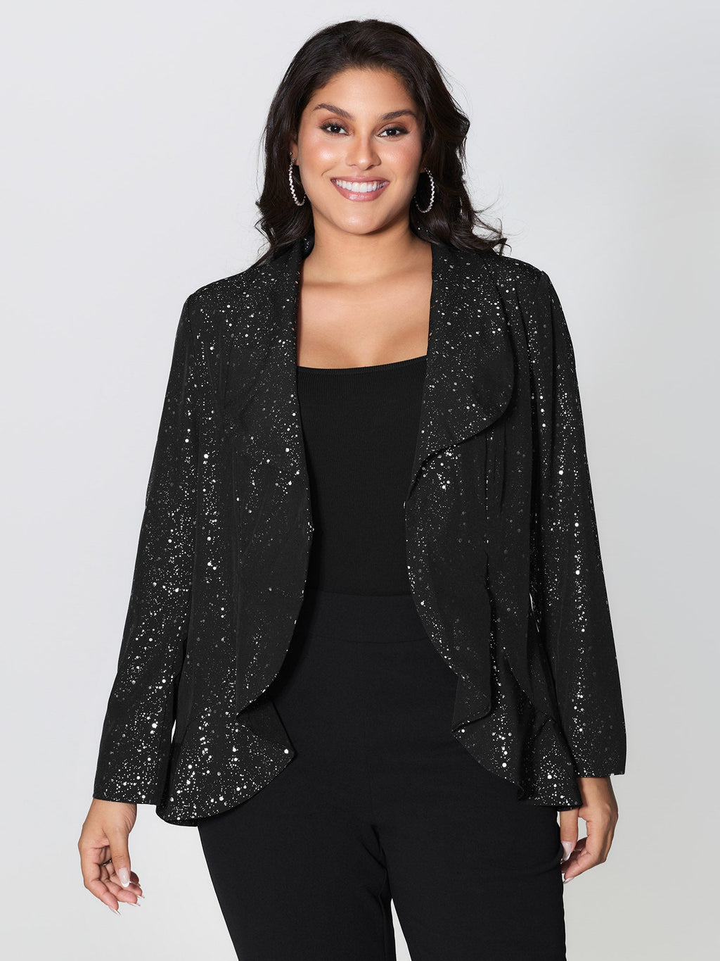 Gold Stamped Ruffled Edge Coat