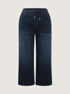 Drawstring Waistband Wide-Leg Jeans