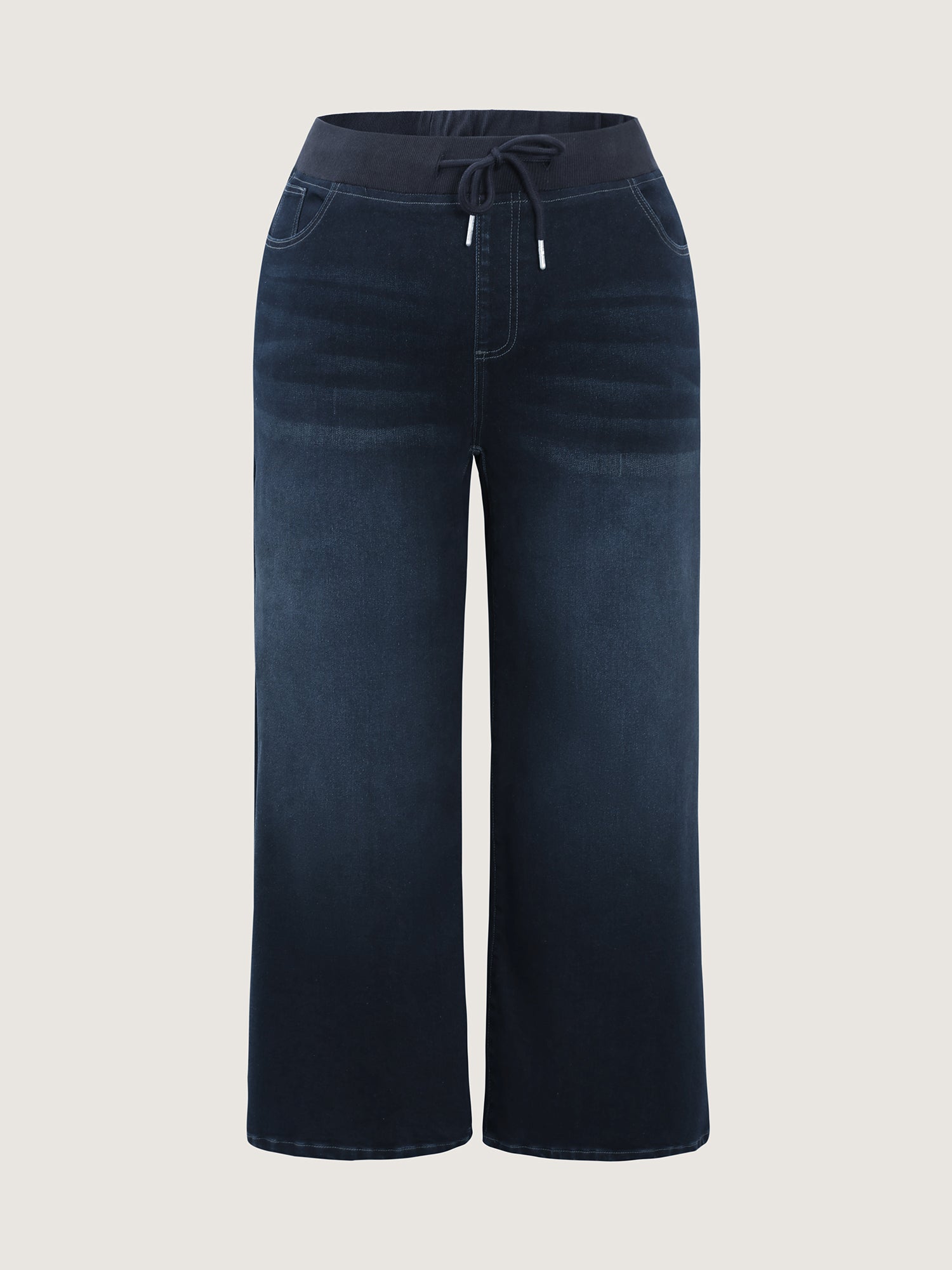 Drawstring Waistband Wide-Leg Jeans