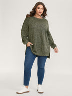 Relaxed Fit Split Hem Pullover