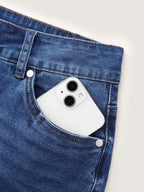 Stretchy Mid-Rise Straight-Leg Jeans