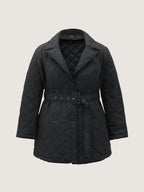 Quilted Adjustable Belt Solid Color Coat