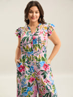 Sunkissed Floral Print Button Wide-Leg Jumpsuit