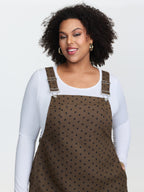 Corduroy Polka-Dot Pocketed Overall Dress
