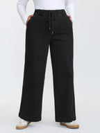Stretchy Pull-On Drawstring Waist Wide-Leg Jeans
