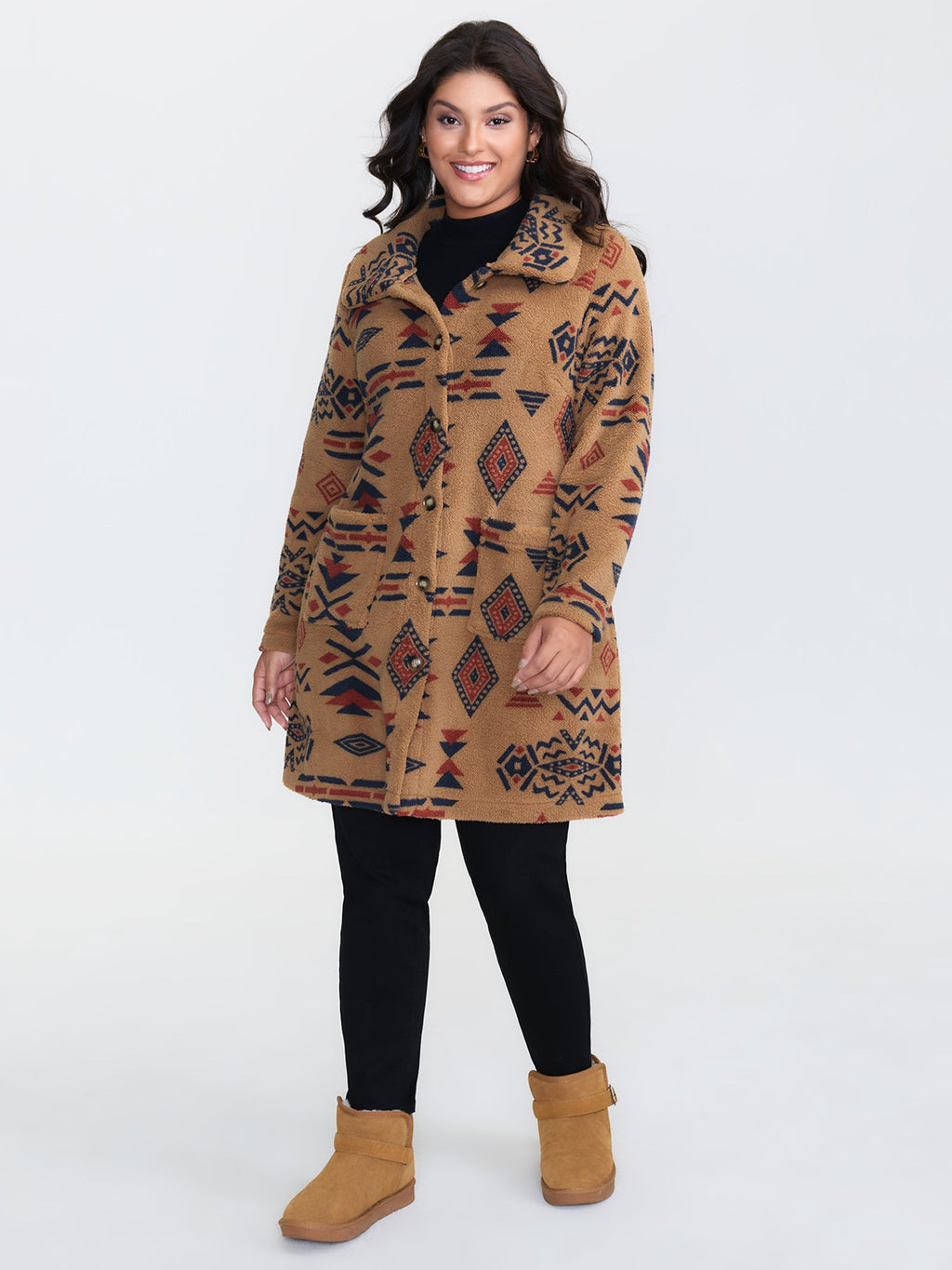 Boho Pattern Button-Down Jacket