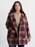 Plaid Fleece Hooded Button Coat