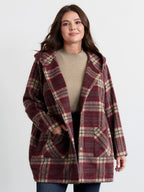 Plaid Fleece Hooded Button Coat