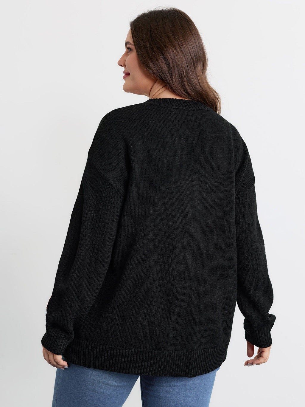 Gingerbread Santa Embroidery Knit Cardigan