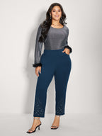 Stretchy Diamond Detail Hem Pants