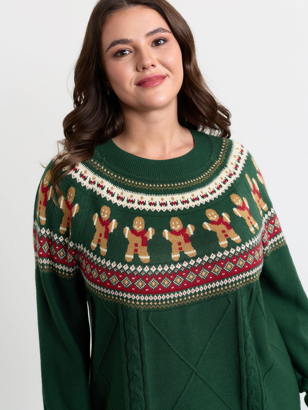 Gingerbread Fair-Isle Contrast Pullover