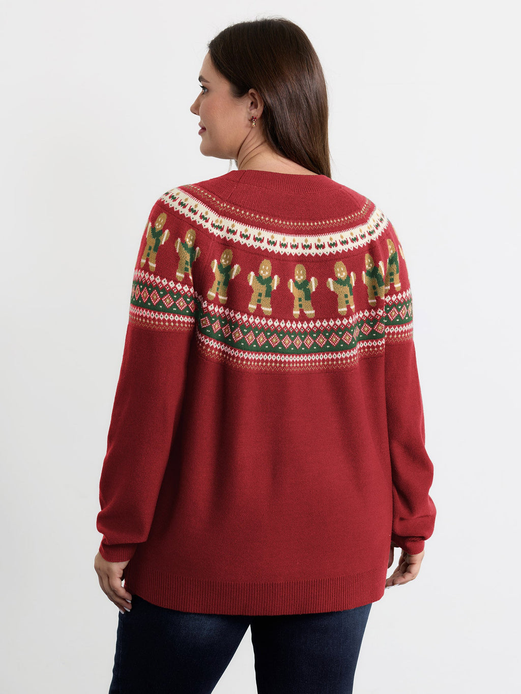 Gingerbread Fair-Isle Contrast Pullover