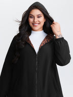 Quilted Mixed Material Hooded Jacket