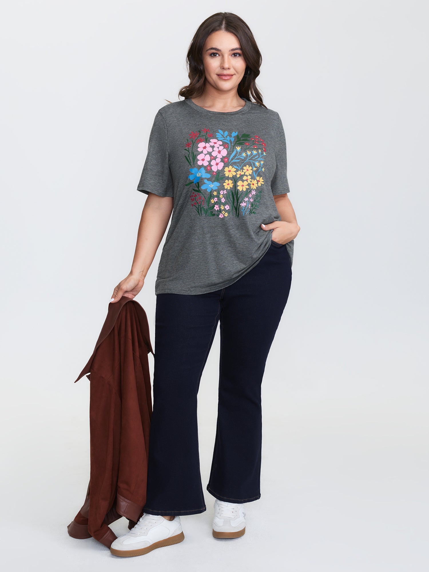 Colorful Floral Round Neck T-Shirt