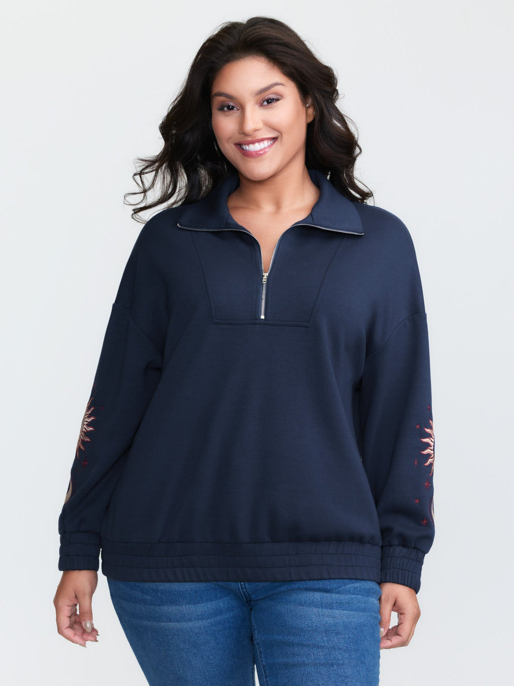 Supersoft Embroidered Half-Zip Sweatshirt