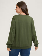 Plaid Spliced Wrap Contrast Sweatshirt