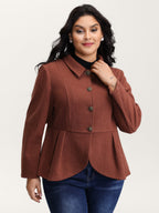 Pleated Curvy Hem Button Blazer