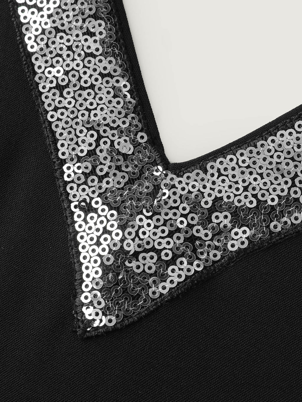 Sequin Neckline Petal Flowy Hem Jumpsuit