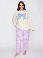 Fluffy Textured Polka Dots Lounge Bottoms