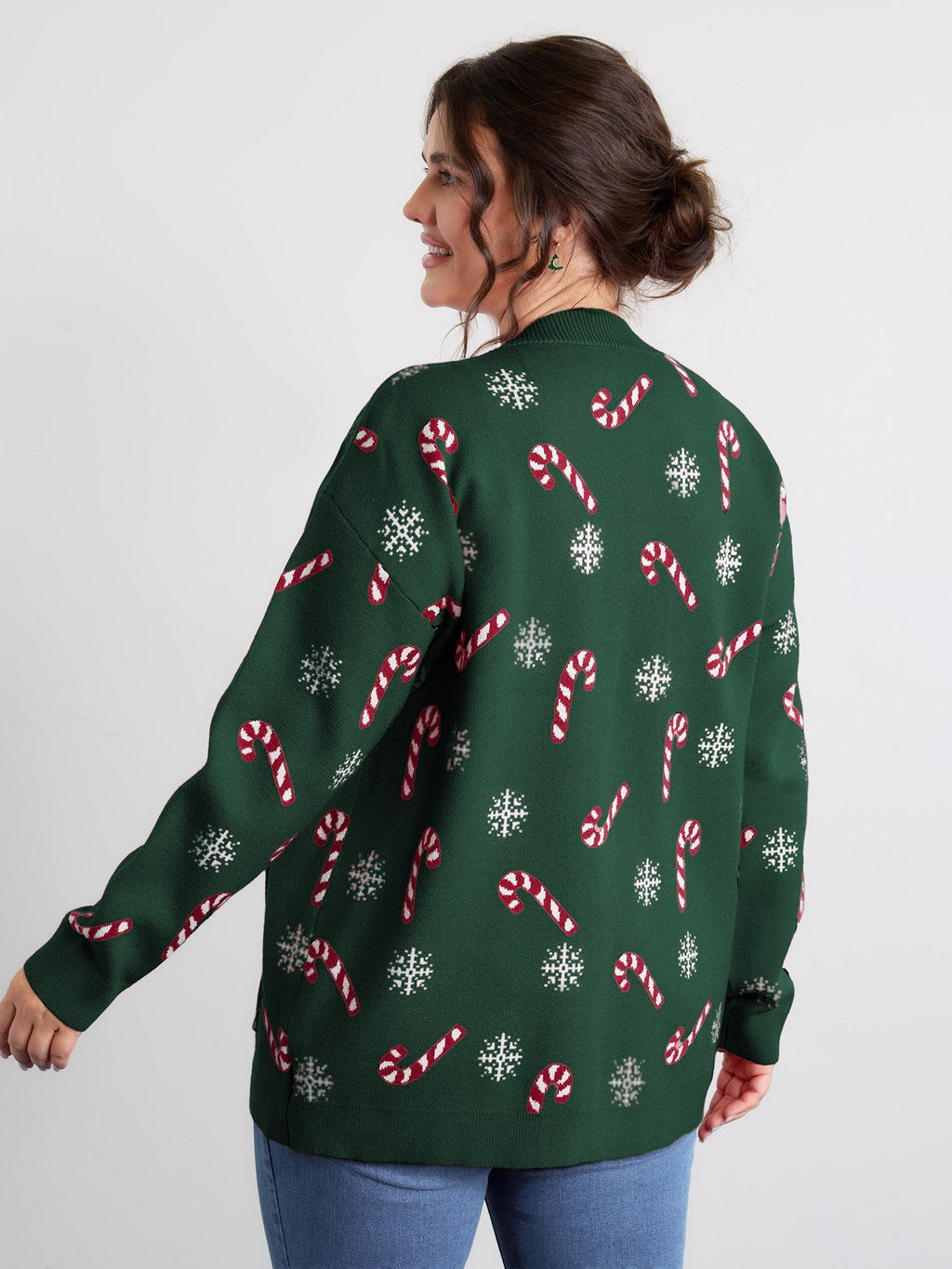 Holiday Candy Patch Pockets Knit Cardigan