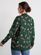Holiday Candy Patch Pockets Knit Cardigan