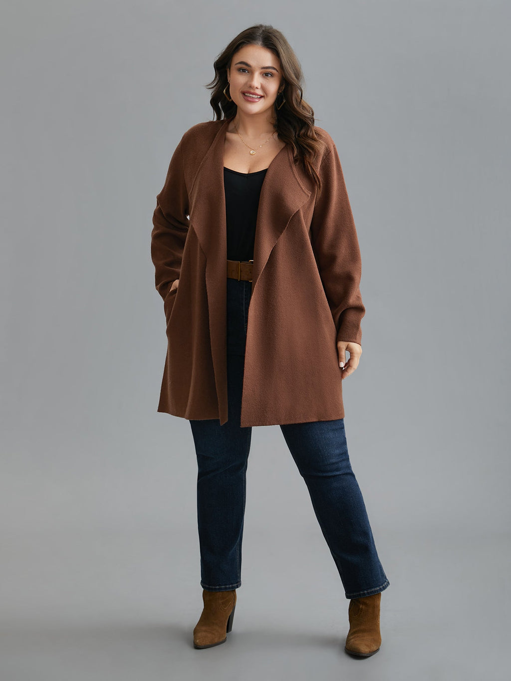 Supersoft Essentials Side Pocket Collared Knit Cardigan