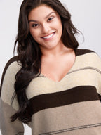 Striped Print Color Contrast Pullover