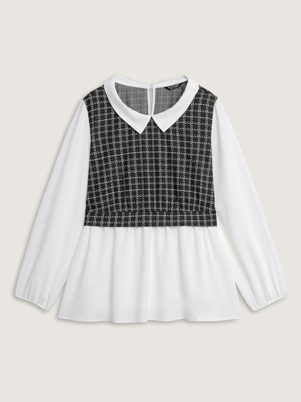 Houndstooth Pattern Color Contrast Blouse