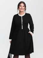 Color Contrast Ruffled Midi Dress