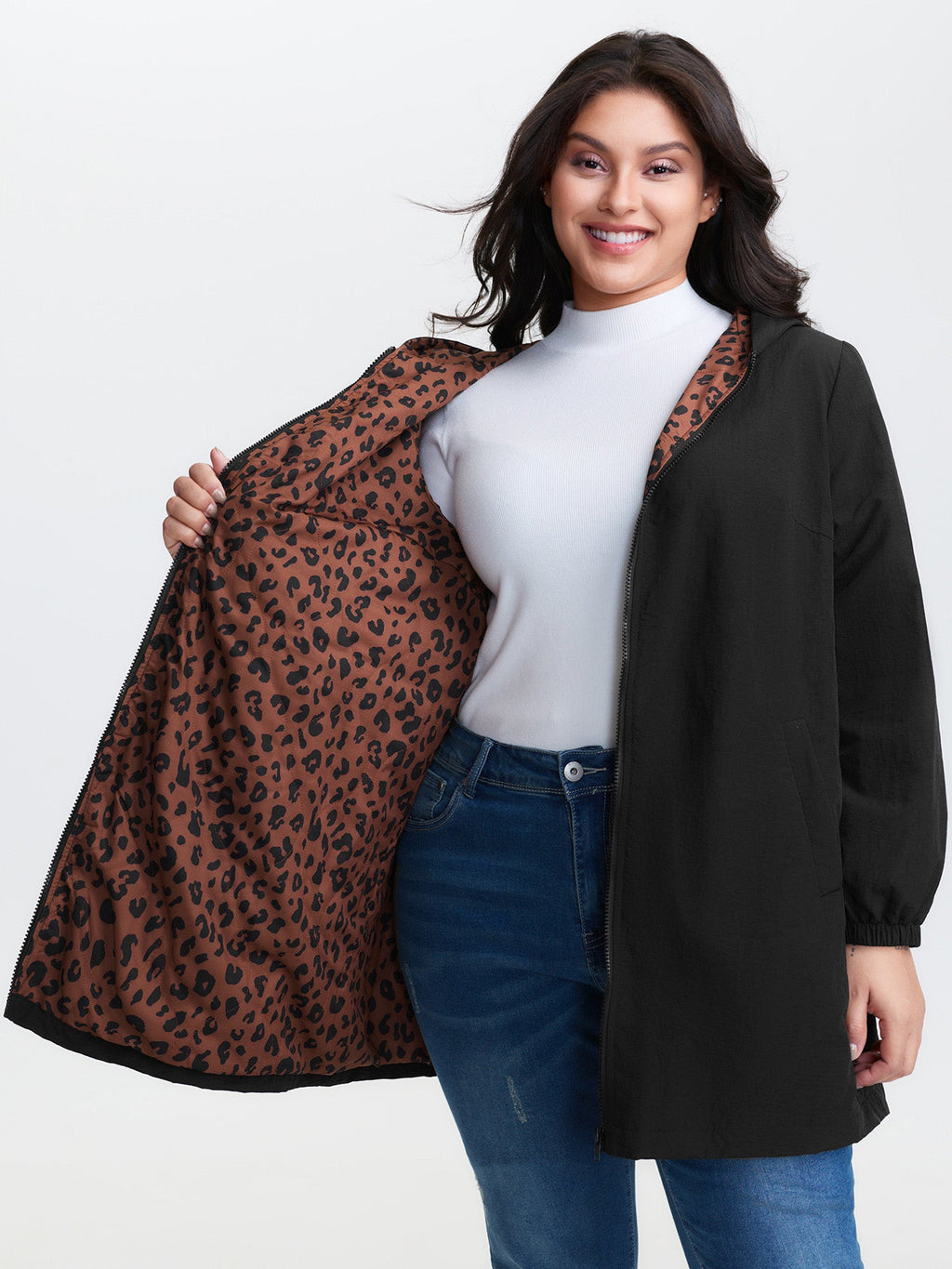 Quilted Mixed Material Hooded Jacket