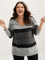 Striped Print Color Contrast Pullover