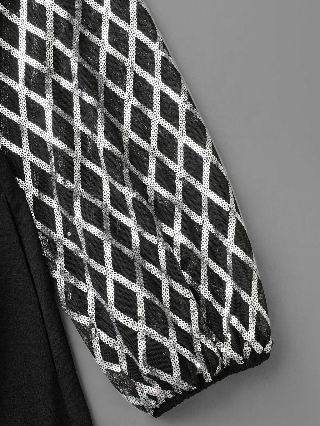 Texture Sequin Mesh Patchwork Belted Dress