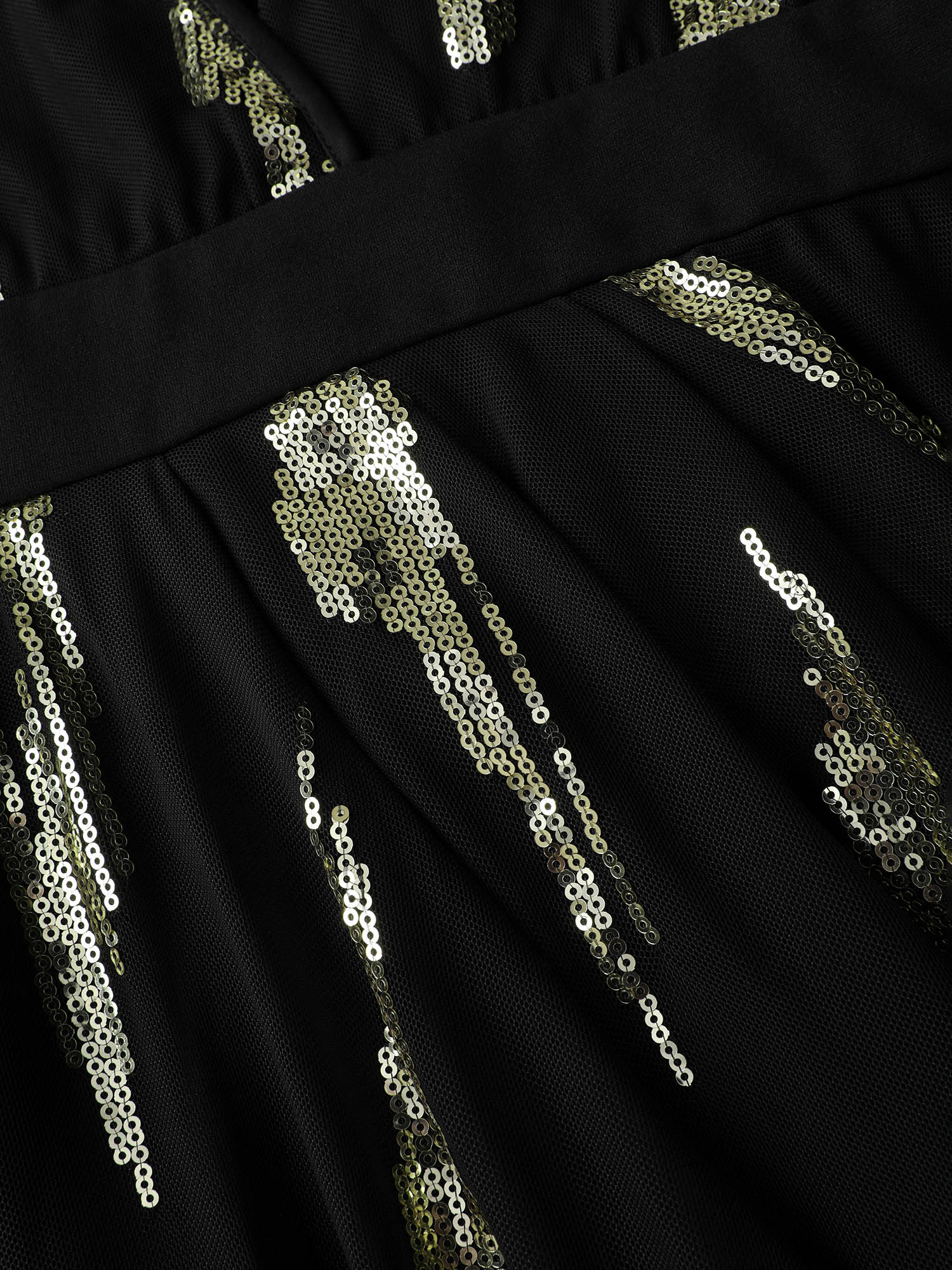 Sequin Embroidery Pleated Waist Midi Dress