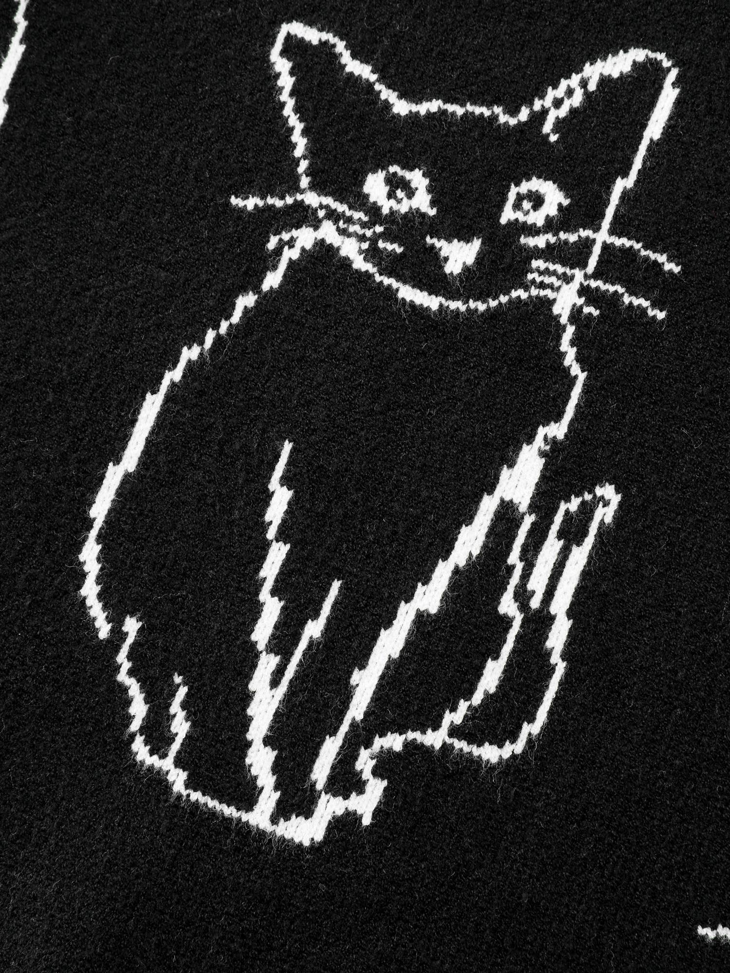 Cat Jacquard Pattern Drop Shoulder Pullover