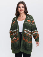 Fox in Forest Contrast Knit Cardigan